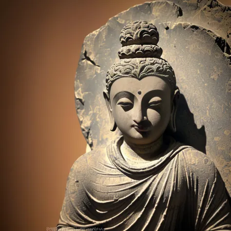 golden maitreya buddha statue, frontal portrait, there are countless incense burners in front, against the backdrop of the galac...