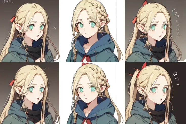 Boots,（all character design test，front，back，Side），Long golden hair，Thick eyebrows, beautiful blonde，（masterpiece），（（Best quality）），（Super detailed），（beautiful eyes beautiful details eyes，Clean and gentle face)