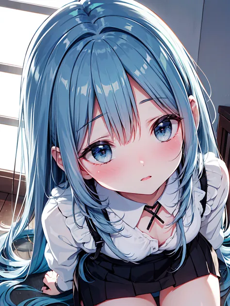 ((masterpiece, best quality, extremely detailed, absurdres)),, masterpiece, best quality, extremely detailed, (((light blue long hair))), long hair cute anime faces,detailed light,parted lips,shiny、beautiful detailed face,,longhair、(((( light blue long hai...