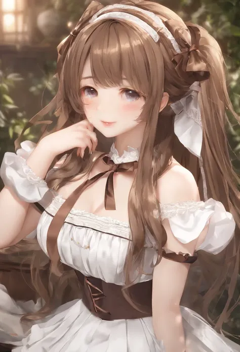 (best quality, masterpiece, uncensored, high quality, ultra detailed, extremely detailed CG, beautiful face, beautiful eyes, beautiful hair), solo, 1girl. 1girl, 1girl, (loli:1.5), (14 years old), brown hair, long hair, twintails, floating hair, dress, whi...