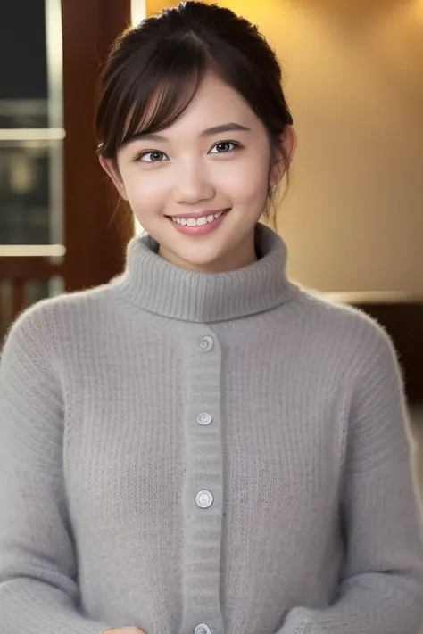 1 girl,(wearing a turtleneck sweater),(winter jacket),(flat chest:1.5)(Raw photo, highest quality), (realistic, photo-realistic:1.4), masterpiece, very delicate and beautiful, very detailed, 2k wallpaper, wonderful, finely, very detailed CG unity 8k wallpa...