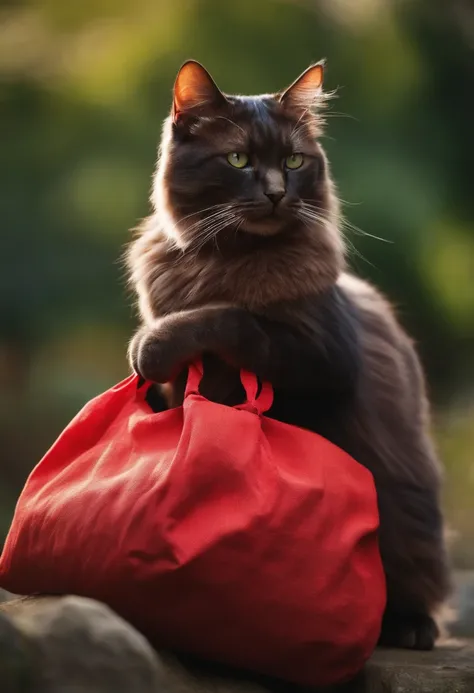 Cat works and carries heavy sack