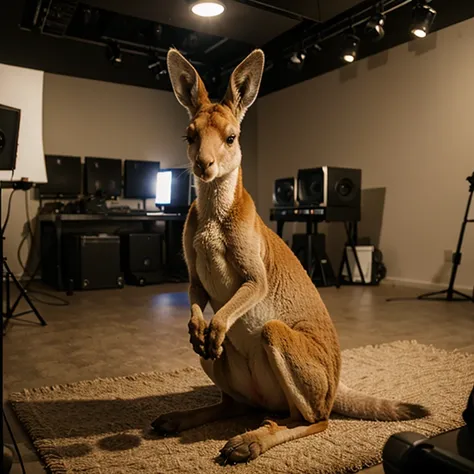 Kangaroo in a studio