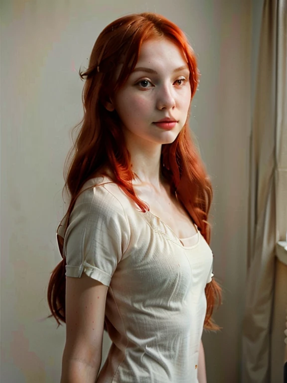 woman with long red hair,