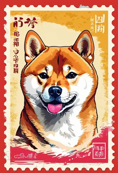 Vector Art:Shiba Inu,stamp design,cute,wonderful,funny,rich colors,Works created by professional designers