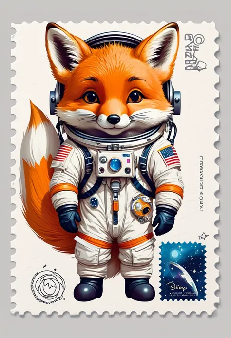 Vector Art:astronaut fox,stamp design,cute,wonderful,funny,rich colors,Works created by professional designers,character,아주cute,Disney