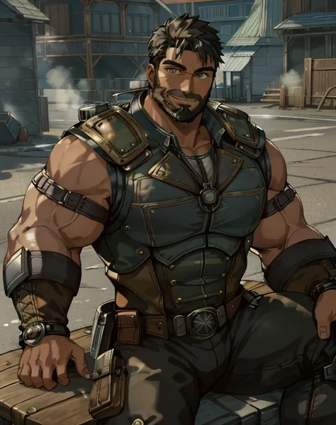 masterpiece, best quality, ultra-detailed, 1man, 30 years old, stud, hunk, bara, muscular, jock, huge muscles, black hair, black...