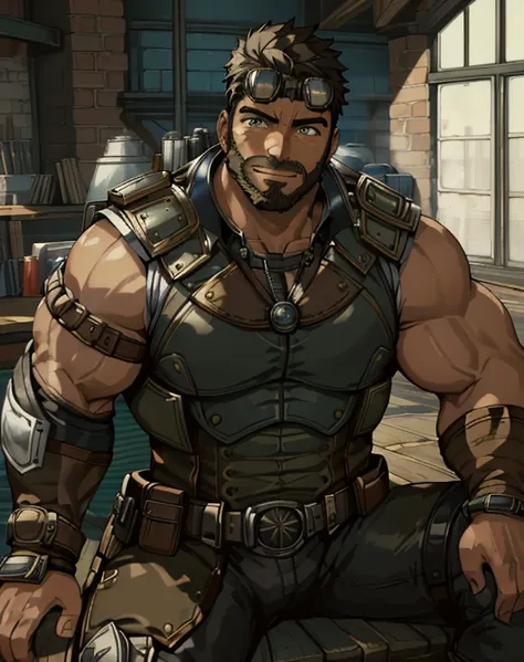 masterpiece, best quality, ultra-detailed, 1man, 30 years old, stud, hunk, bara, muscular, jock, huge muscles, black hair, black...