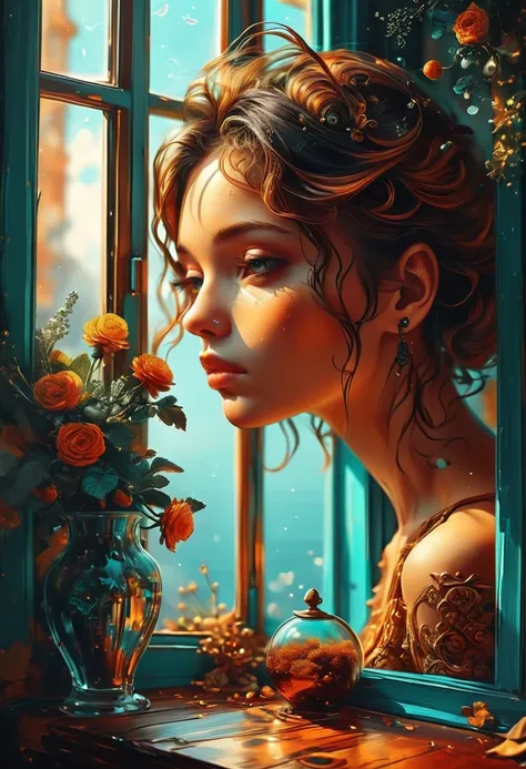 The View Outside the Window, by Cyril Rolando, best quality, masterpiece, very aesthetic, perfect composition, intricate details, ultra-detailed