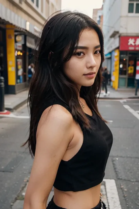 Coreana con cabello negro