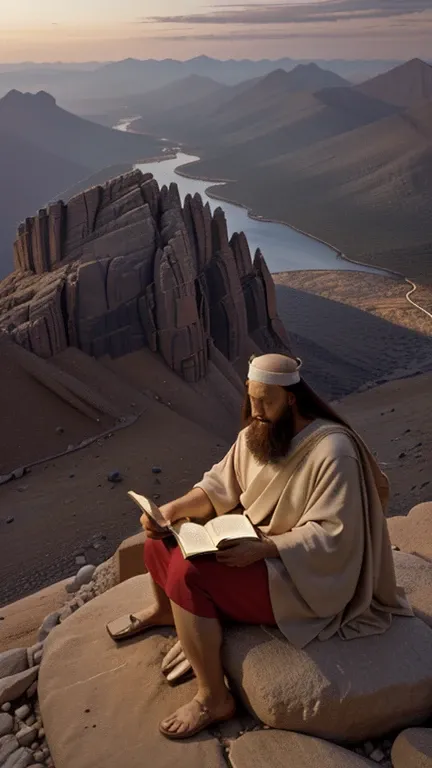 Moses Reading the 10 Commandments, on Mount Sinai, in the Times of Christ