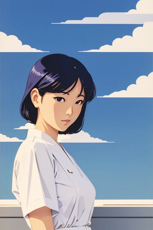 A simple illustration by Hiroshi Nagai　Summer sky and