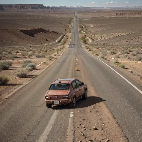 A road full of cars from 5978-6024 in a semi-arid region 