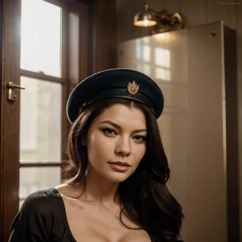 Catherine Zeta-Jones disguised as a Russian soldier