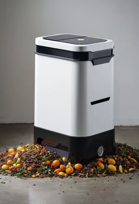 A minimalist food crusher robot that makes compost from crushed food 