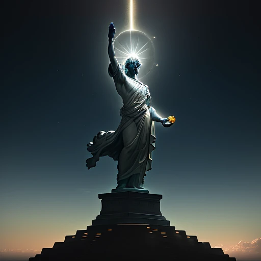 His right arm stretches straight out towards the endless sky, Reaching for Heaven, Like a gesture of prayer or supplication. The statue&#39;s left arm is firmly attached to the ground., For a right-sloping sound、Forming a stable and balanced counterpoint. ...