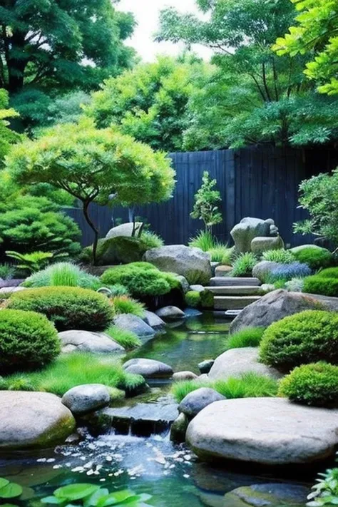 ### Japanese prompt: A zen garden floating in a tranquil space.。The background is based on the blue and black of deep space.、A small Zen garden is located in the center.。In the Zen garden、stone、water、Contains green plants、It represents inner peace and conn...