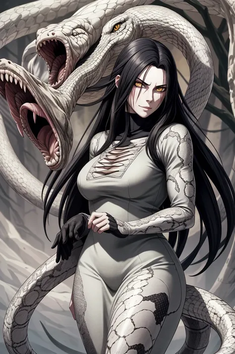 {-erro_de_anatomia:1.0} estilo anime, masterpiece, absurdities, orochimaru\(naruto\), 1girl solo, mature woman, oversized shirt ...