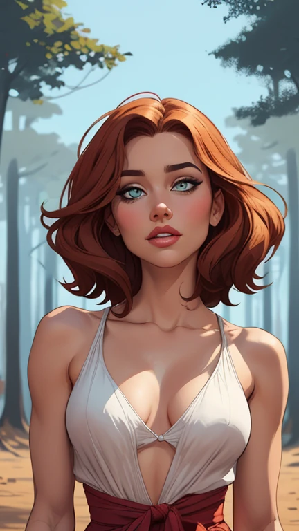 Personagem mulher PinUp dos anos 30 com marcas de guerras Imagem de desenho animado de uma mulher .cartoon style illustration, estilo de arte dos desenhos animados, estilo de arte dos desenhos animados, digital illustration style, design de personagens alt...