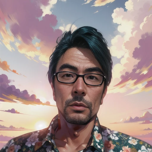 wear glasses、There is a man wearing a floral shirt., tomohiro shimoguchi, takumi fujiwara, hiroyuki-mitsume takahashi, hiromasa ogura, takeyuki kanda, amazing, takayuki takeya, hiroyuki kato, yusuke nakano, Hiroyuki Imaishi, saito takao