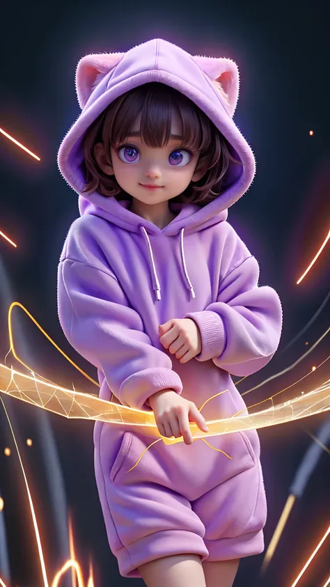 in the heart of the autism world a young autist girl with short brown hair, cute hoddie and purple outfit, discovering her world...