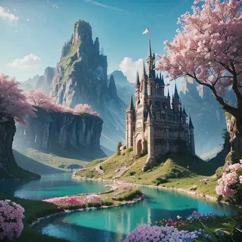 Beautiful fantasy world with flowers, dream, Surreal, ArtStation Hot Topics