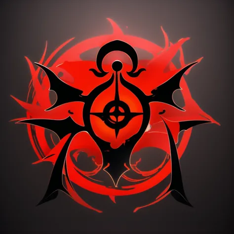 A sigil、Devilish sigil、Black background、Signs of the vampire、demonic wings、Round icon、Red Rose,sigil for  the affirmation  I am aligned with my inner wisdom and intuition.
