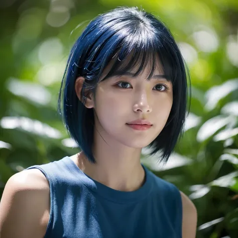 Natural beauty with blue-black hair