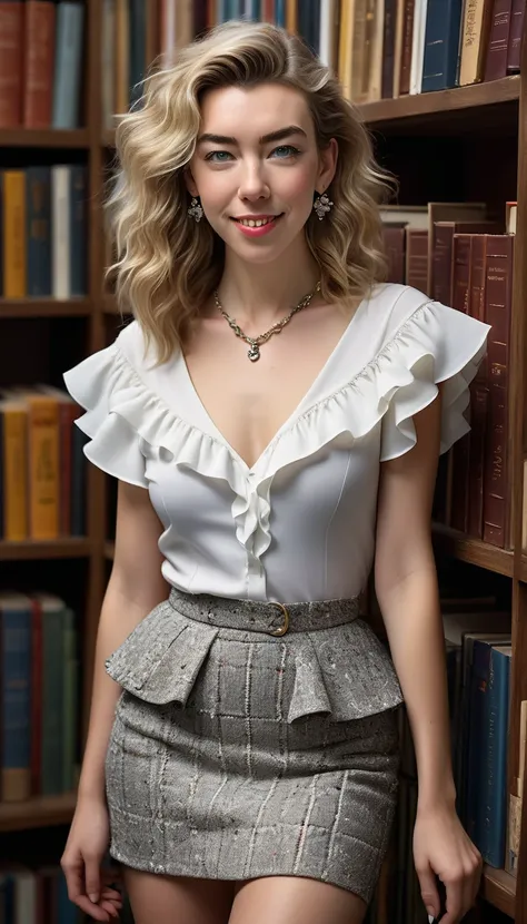 (((beautiful gorgeous Vanessa Kirby, posing for photos, looking sexy, showing off her smile, ruffled lips, long flowing hair, extremely pretty eyes))), ((wearing floral silver necklace)), realistic photograph, highly detailed, sharp focus, (key lighting), ...