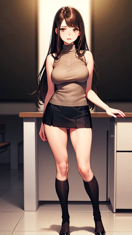 8K,(masterpiece:1.2, highest quality), (realistic:1.3), detailed eyes,beautiful illustrations, (natural lighting), NSFW:1.0, (looking to the side), (full body, Front view), (panty shot), 1 girl, Japanese,22 years old, female teacher, perfect face, Cute sym...