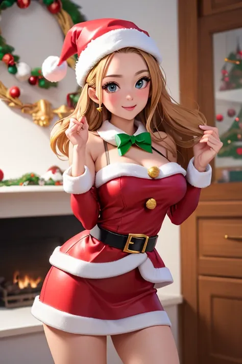 ((best quality)), ((masterpiece)), (Detailed miniskirt Santa Claus), perfect face