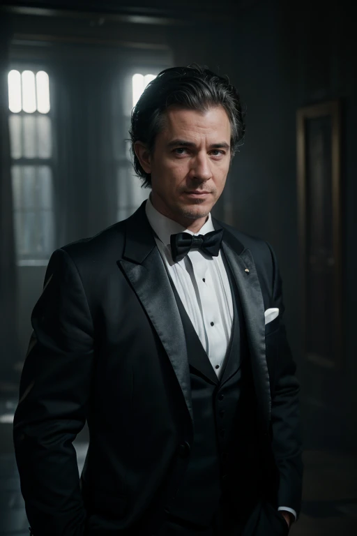 a handsome man wearing a tuxedo, portrait by annie leibovitz. studio lighting photography high quality highly detailed 8 k photorealistic digital art trending on flickr in the style of rembrandt and caravaggio - n 4 s 3 5 0 7 9 1 2 6 dlsr hq intricate deta...