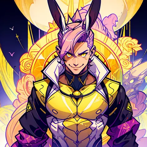 Rabbit Male , yellow eyes, Light Purple body ,Smile 