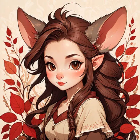 Wererat with brown and brown-red palette in audrey kawasaki art style