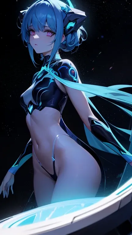 A sleek, cybernetic astral girl, adorned in intricate, ethereal armor that shimmers with cosmic hues, traverses the vast unknown of deep space. This dynamic character concept is presented through a stunning digital painting, showcasing the characters darkw...