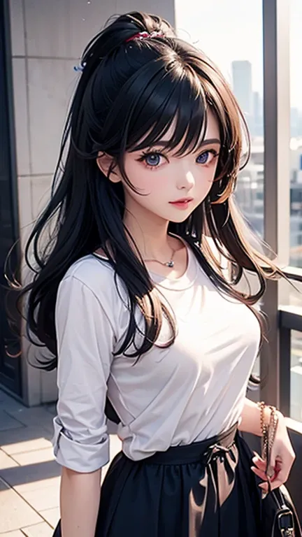 Beautiful anime girl in modern clothes, high detail, Watercolor Anime