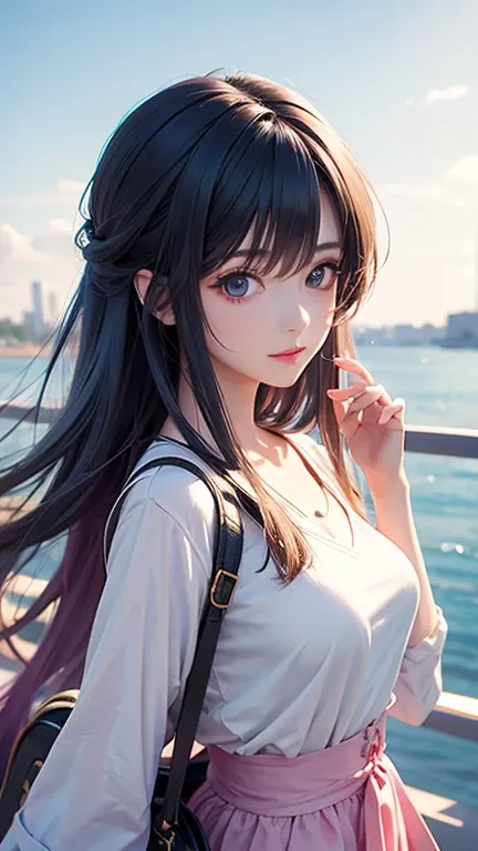 Beautiful anime girl in modern clothes, high detail, Watercolor Anime