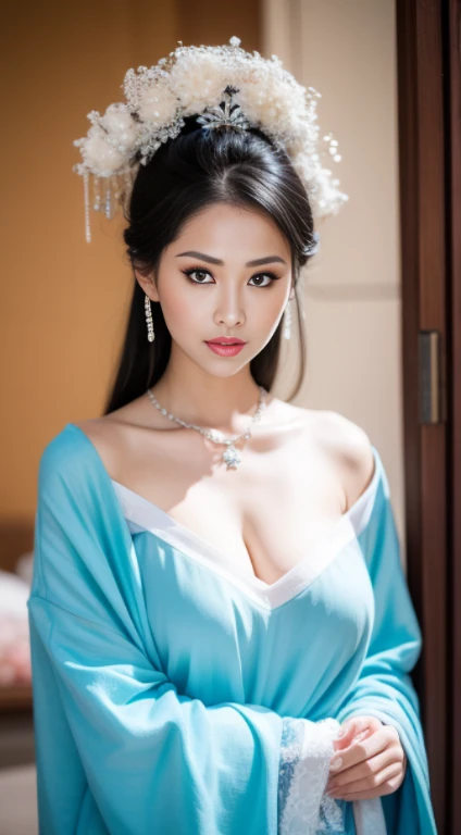 fashion model 30 years old, adult, Huge long saggy breasts, looking at the audience，cleavage，cleavage
[[[[特写cleavage]]]], [[[[]]]], [[[[Cole]]]], [[[[bshoulder]]]], perfect eyes, perfect iris，perfect lips，perfect teeth，Perfect skin，long face，Soft headlight...