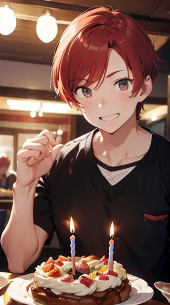 Redhead man celebrating his birthday party