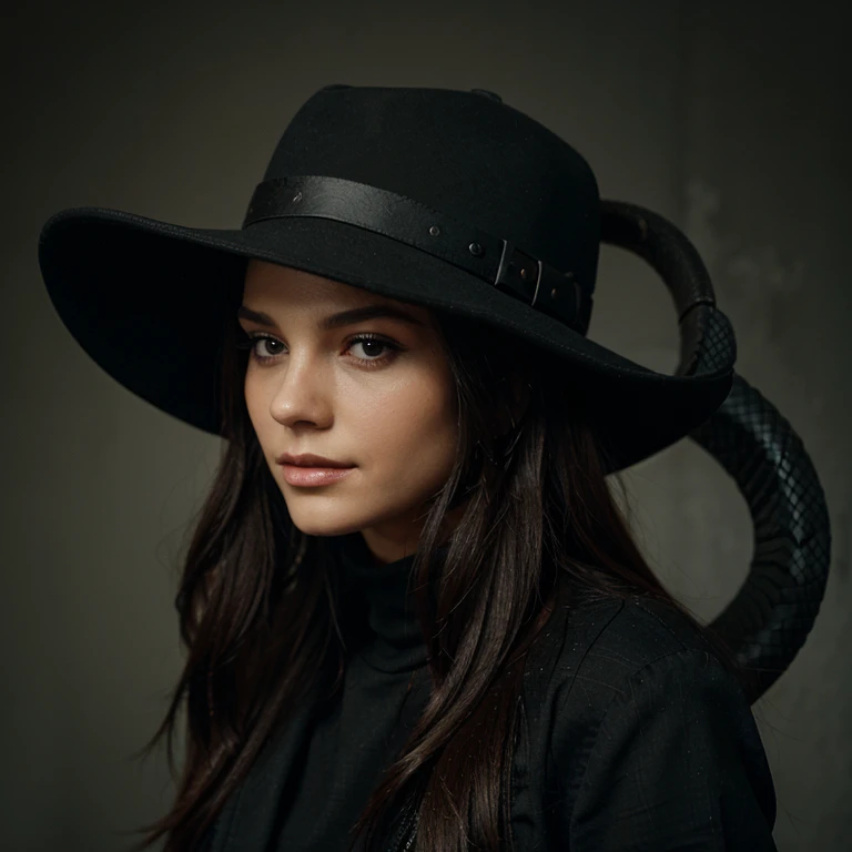 Snake with a black hat