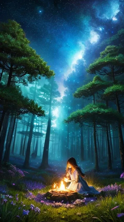 fantasy　picture book　fairy tale　forest　beautiful　starry sky　beautiful　