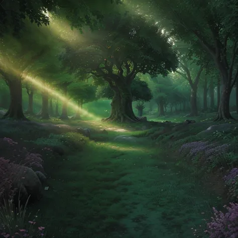 fantasy　forest　world Tree　Light　beautiful　fantasy　goblin　fairy tale　picture book　beautiful