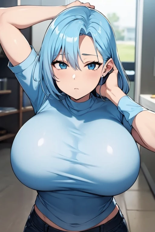 Hair Color Pale Blue　big breasts