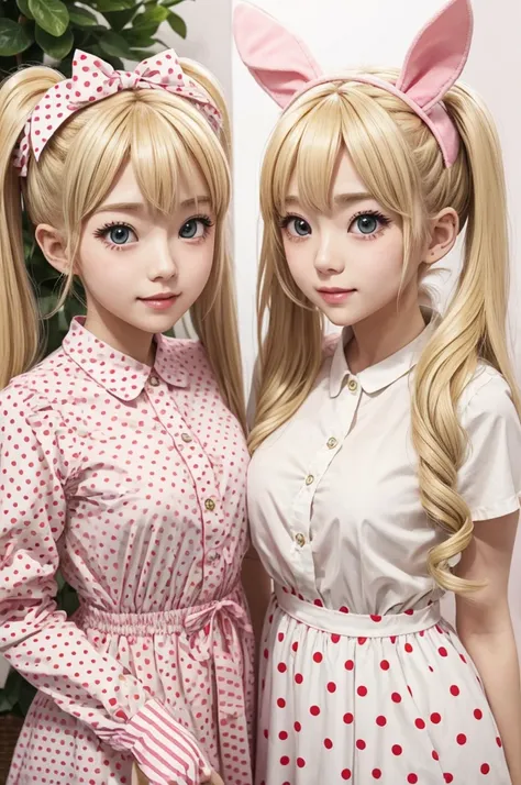 blonde twintails　twin sisters　Beauty　polka dots　live-action　Easter　