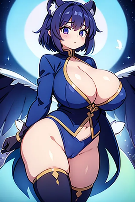 Beast girl with breasts so big they seem to burst out of her clothes