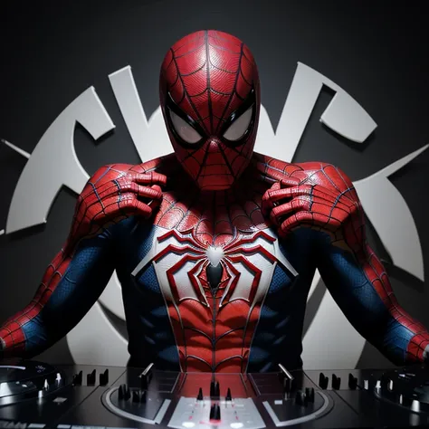 Create me a logo spiderman dj