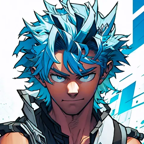 Human Male , BLUE Messy hair  , 