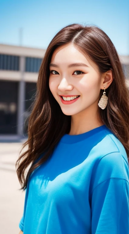 In 8k resolution, the image is captured of a 20-year-old Asian woman with delicate facial features, cute but detailed makeup, and long, smooth dark red hair. She wears modern clothes and luxurious accessories, standing in the middle of a natural environmen...