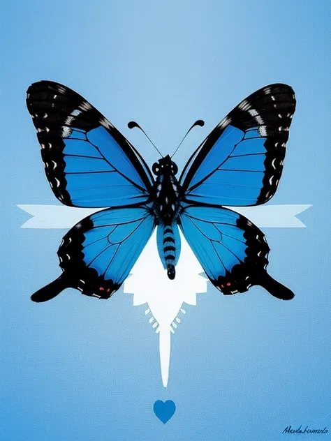 Una ilustracion digital con mariposas azules minimalistas