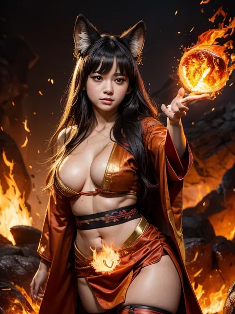 (photo realistic:1.4), (hyper realistic:1.4), (realistic:1.3), (masterpiece, top quality, best quality, official art, beautiful and aesthetic:1.2),(1girl),extreme detailed,solo,black hair,long hair,bangs,((medium breasts)),cleavage,((((hanfu)))),(((black_t...